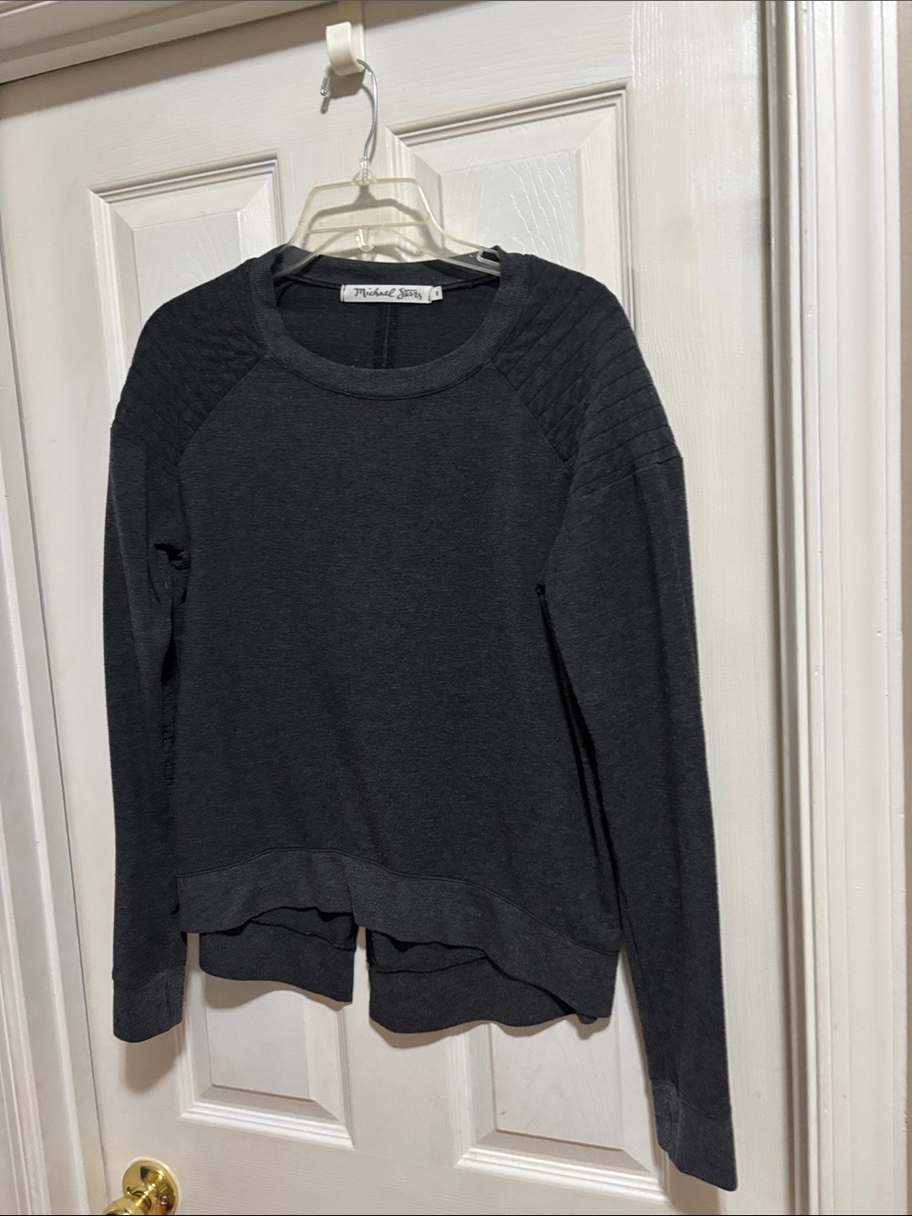 Michael Stars Charcoal Quilted-Shoulder Sweatshirt